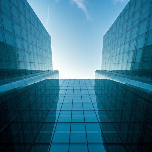 Modern abstract glass architecture rising upwards